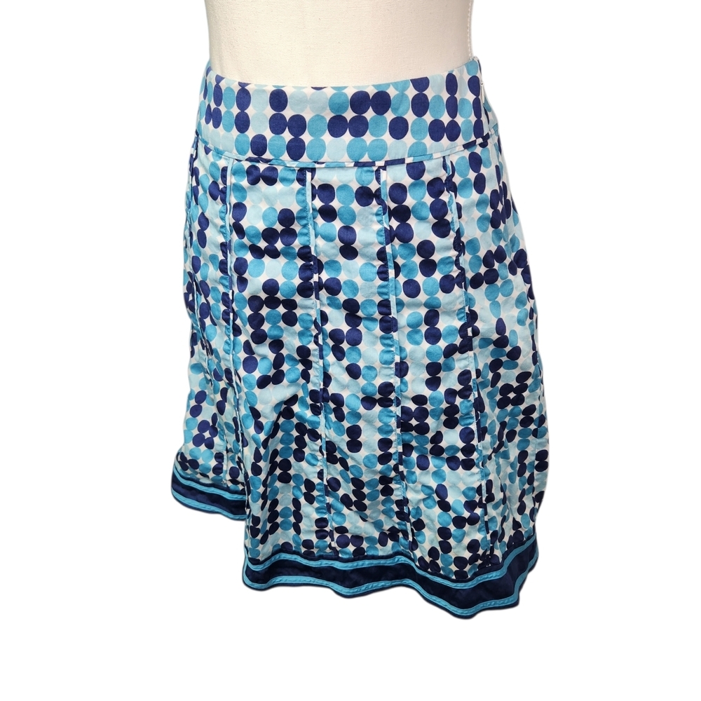 Ann Taylor A-Line Skirt Size 6 Blue Polka Dot Knee Length Classic Preppy Lined - Picture 2 of 12